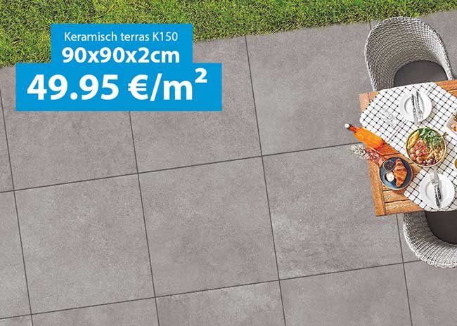 Promo en outlet in keramische terrastegels of natuursteen oprit tegels bij Top Tegel 04 in West Vlaanderen, nabij ieper en Kortrijk. 