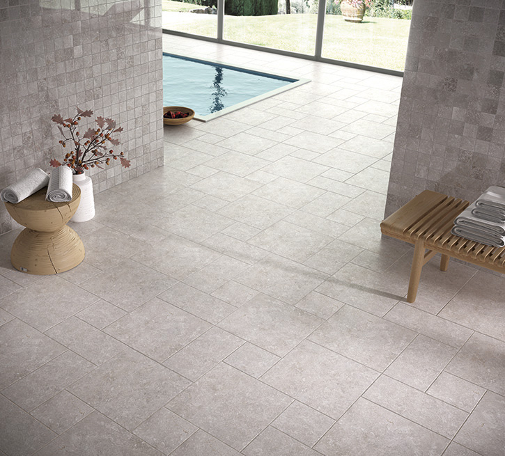 Module met grijze tegels in legpatroon